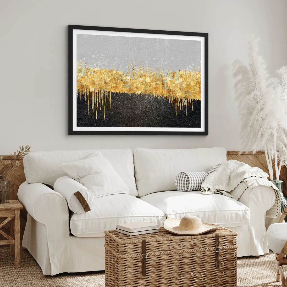 Pôster com moldura preta - Para dentro e para cima - 100x70 cm