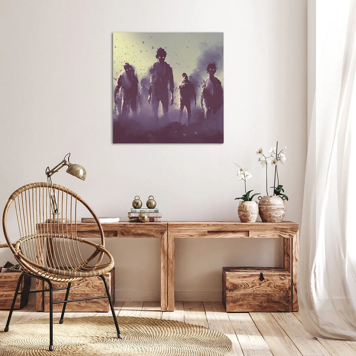 Quadro em tela - Cuidado! Estão a chegar - 70x70 cm