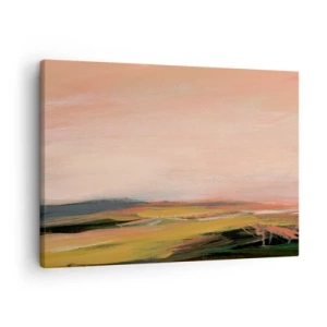 Quadro em tela - Uma paisagem em tons de rosa e dourado - 70x50cm - Em tons rosa - Decoração de parede moderna para a sala de estar e quarto ARTTOR