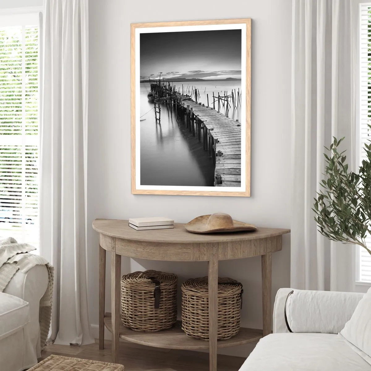 Pôster com moldura de carvalho claro - A tranquilidade de uma costa esquecida - 61x91 cm