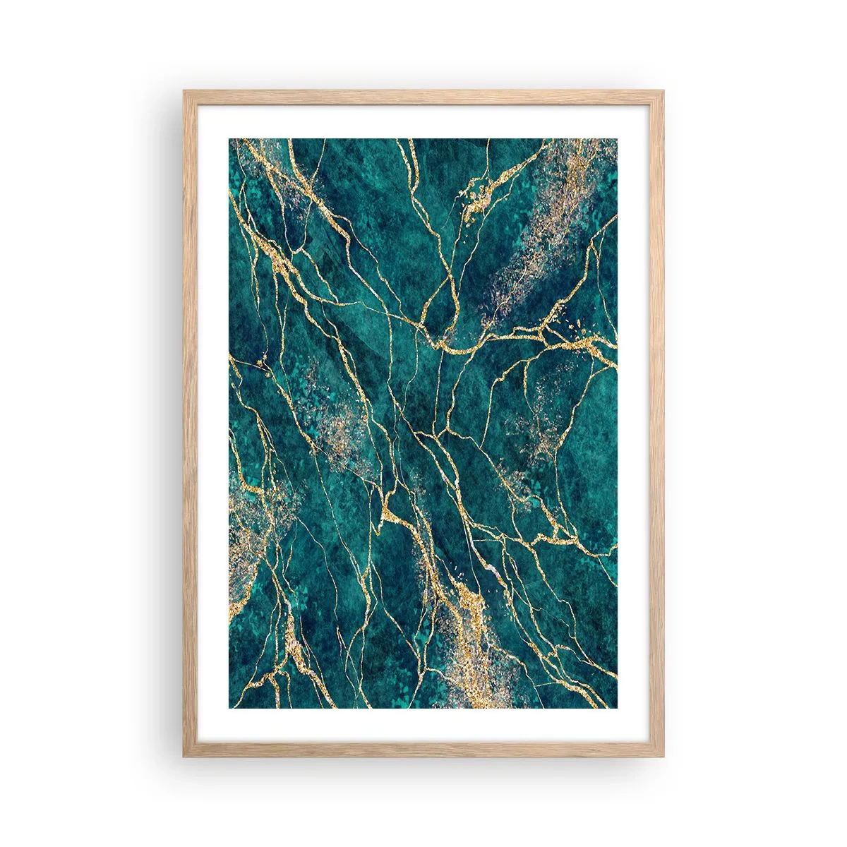 Pôster com moldura de carvalho claro - Veia dourada - 50x70 cm