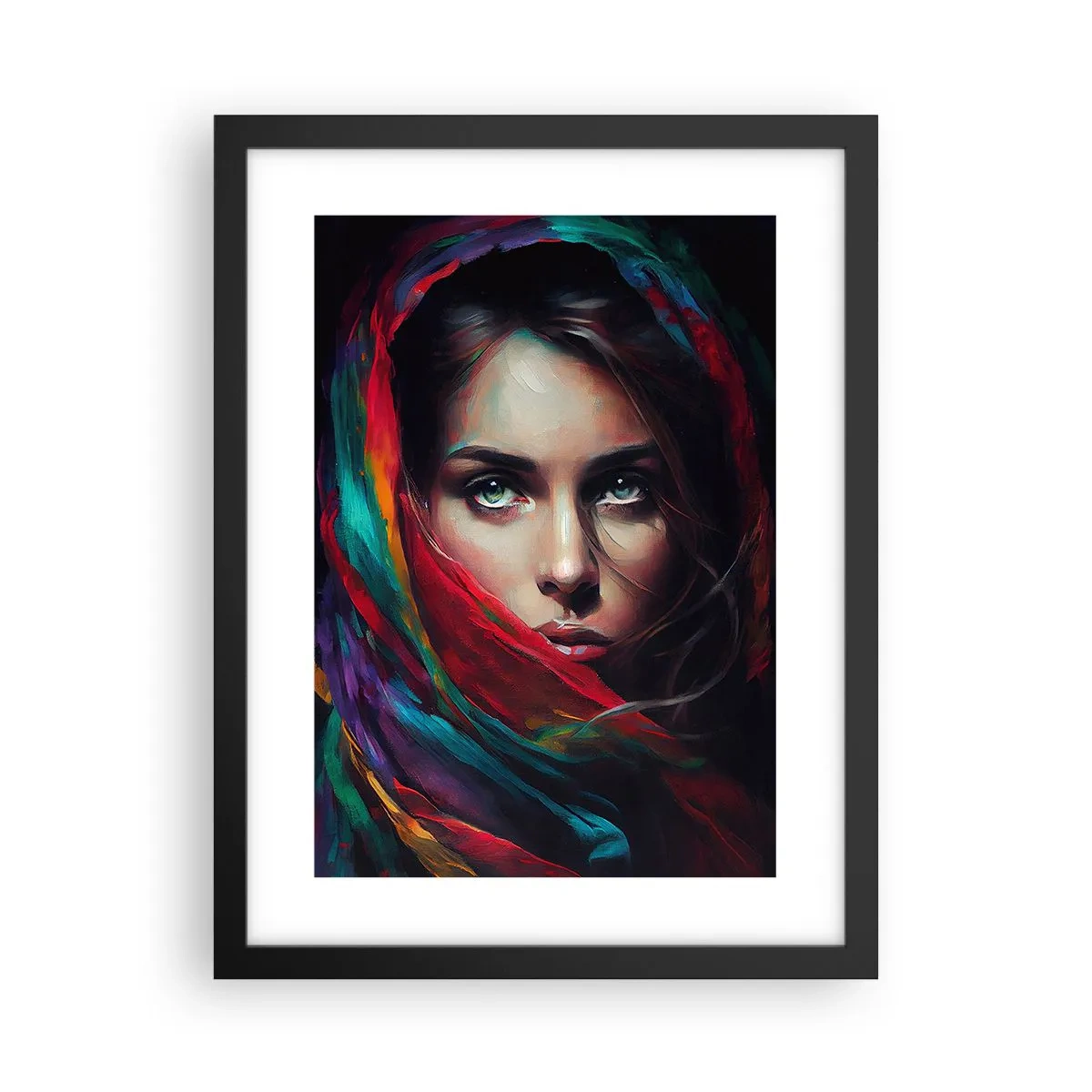 Pôster com moldura preta - Mistério de olhos verdes - 30x40 cm