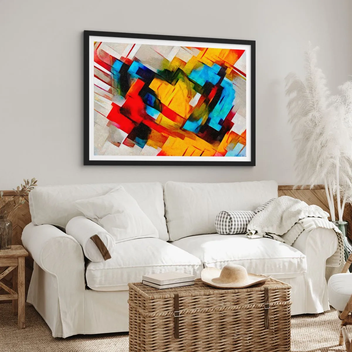 Pôster com moldura preta - Camadas multicoloridas - 91x61 cm