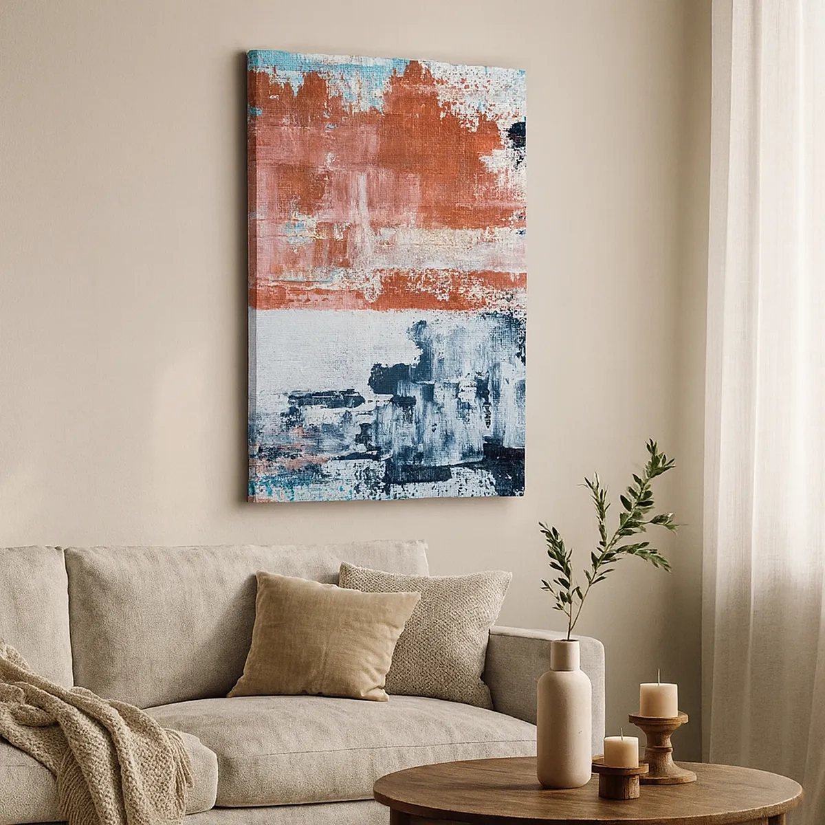 Quadro em tela - Meio a meio abstrato - 50x70 cm