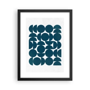 Pôster com moldura preta - Círculos e semicírculos - 30x40 cm