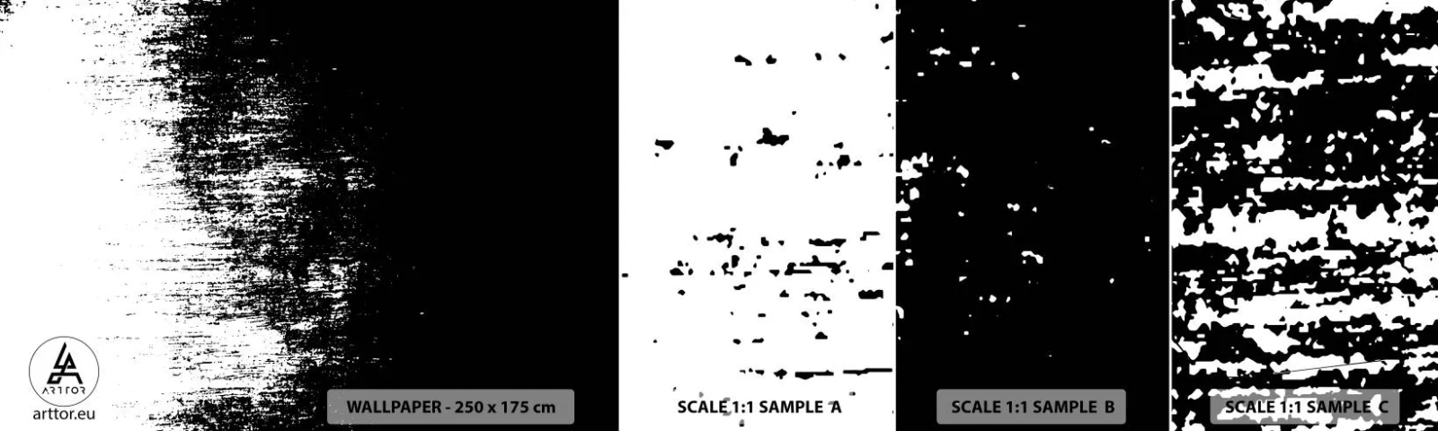 Amostra de Papel de Parede Standard Eco - E o vencedor é... - Abstração, Pedaço, Preto e branco - 100x30 cm