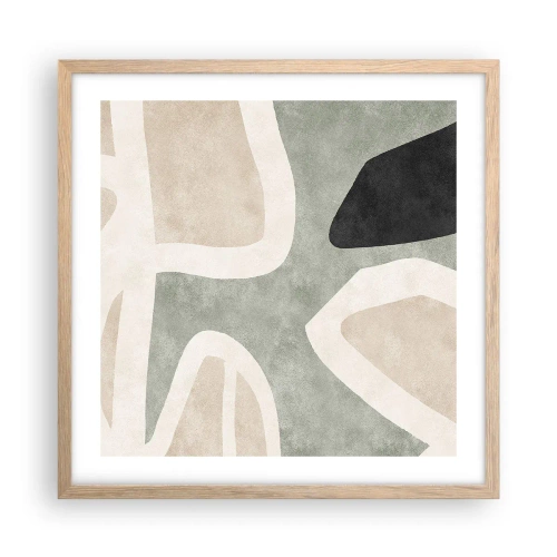 Pôster com moldura de carvalho claro - Composição com motivo preto - 50x50 cm