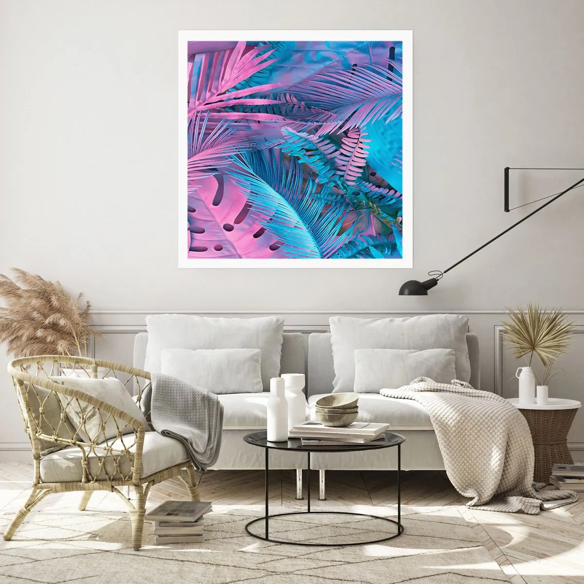 Pôster - Trópicos em rosa e azul - 60x60 cm