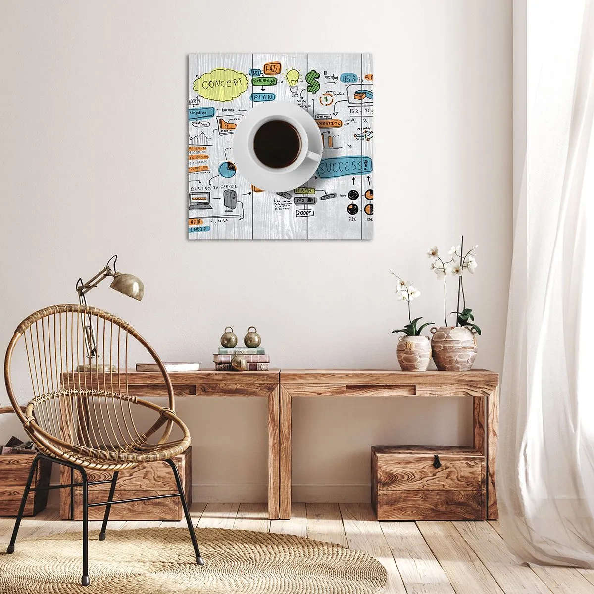 Quadro em tela - Tempo para uma pausa - 70x70 cm