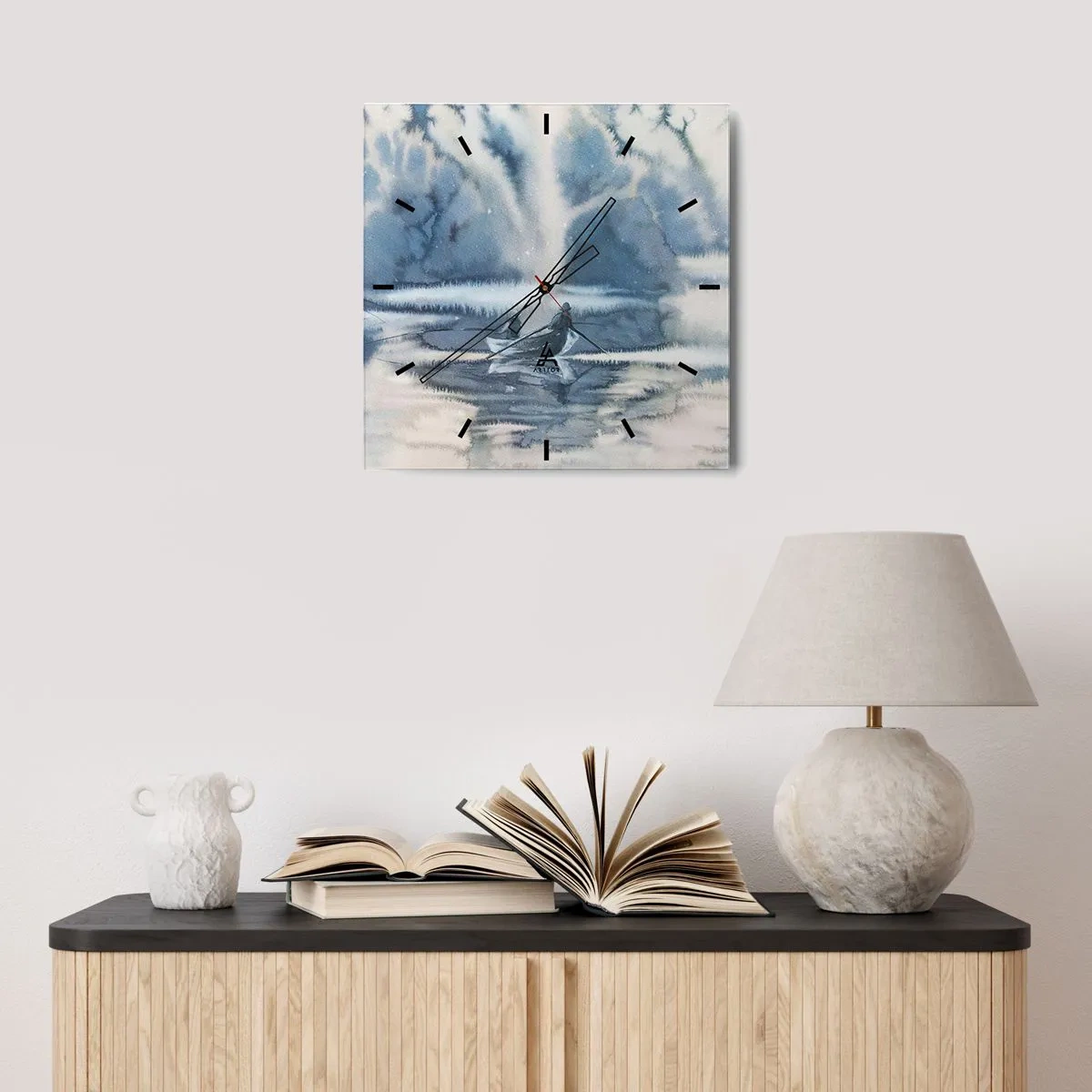 Relógio de parede - Relógio em vidro - Pescadores no seu paraíso - 30x30 cm