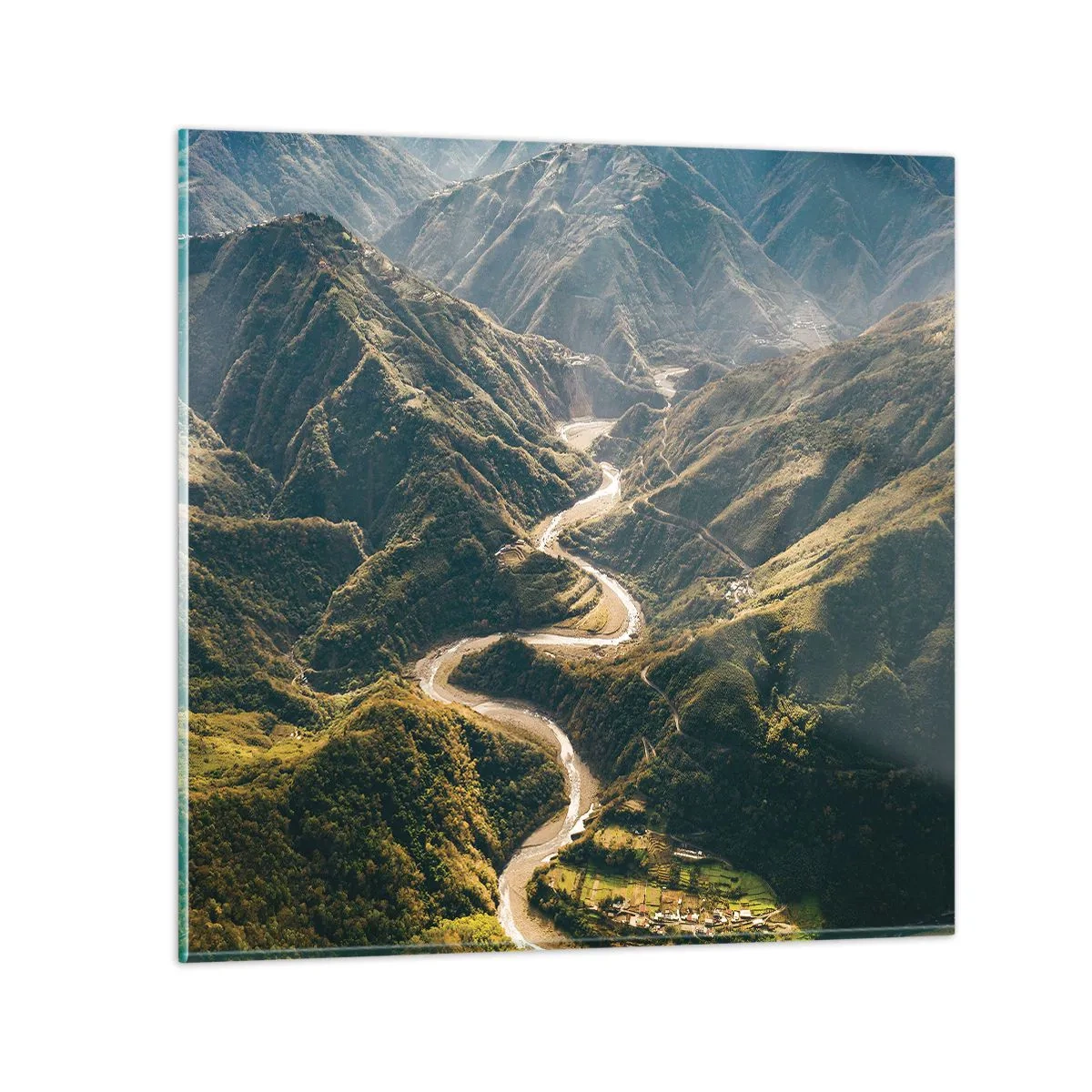 Quadro em vidro - Direto do coração das montanhas - 50x50 cm