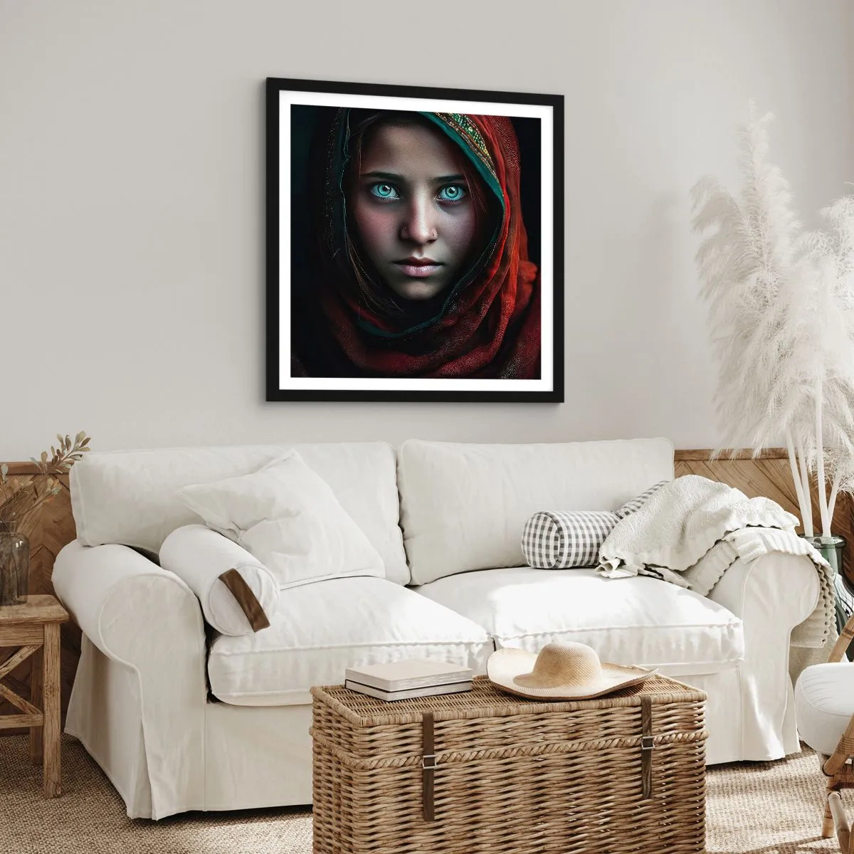 Pôster com moldura preta - Princesa oriental - 60x60 cm