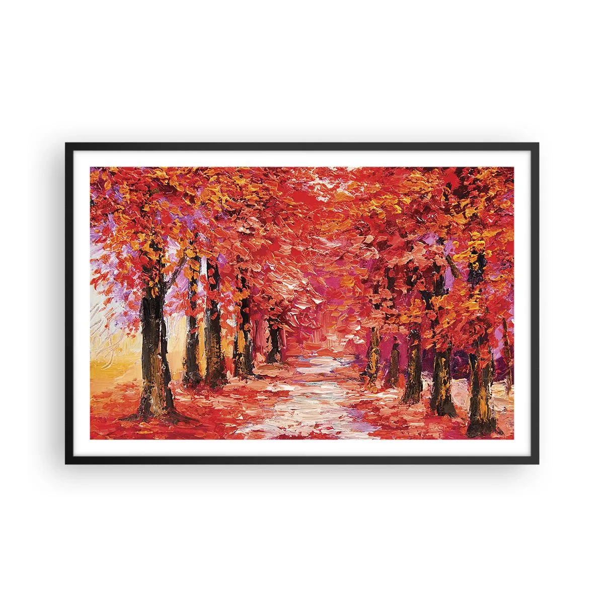 Pôster com moldura preta - Impressão de outono - 91x61 cm