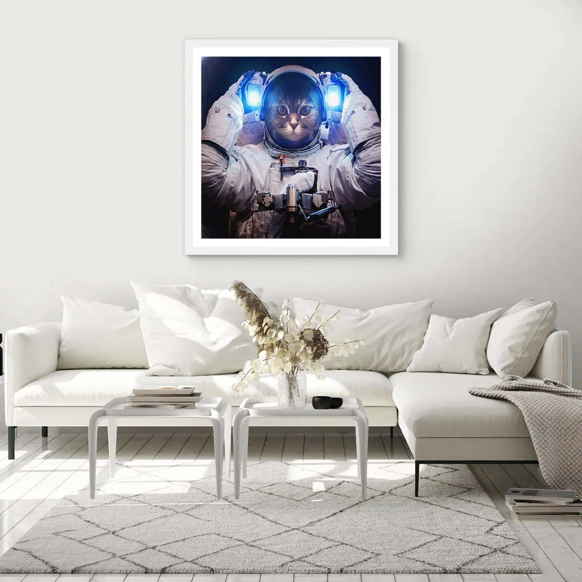 Pôster em moldura branca - Houston, temos um problema - 50x50 cm