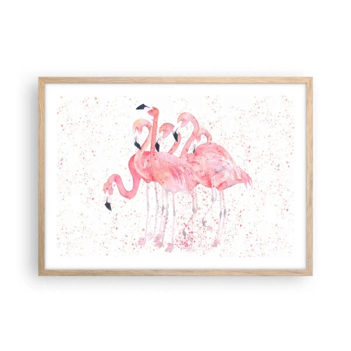 Pôster com moldura de carvalho claro - Conjunto cor-de-rosa - 70x50 cm