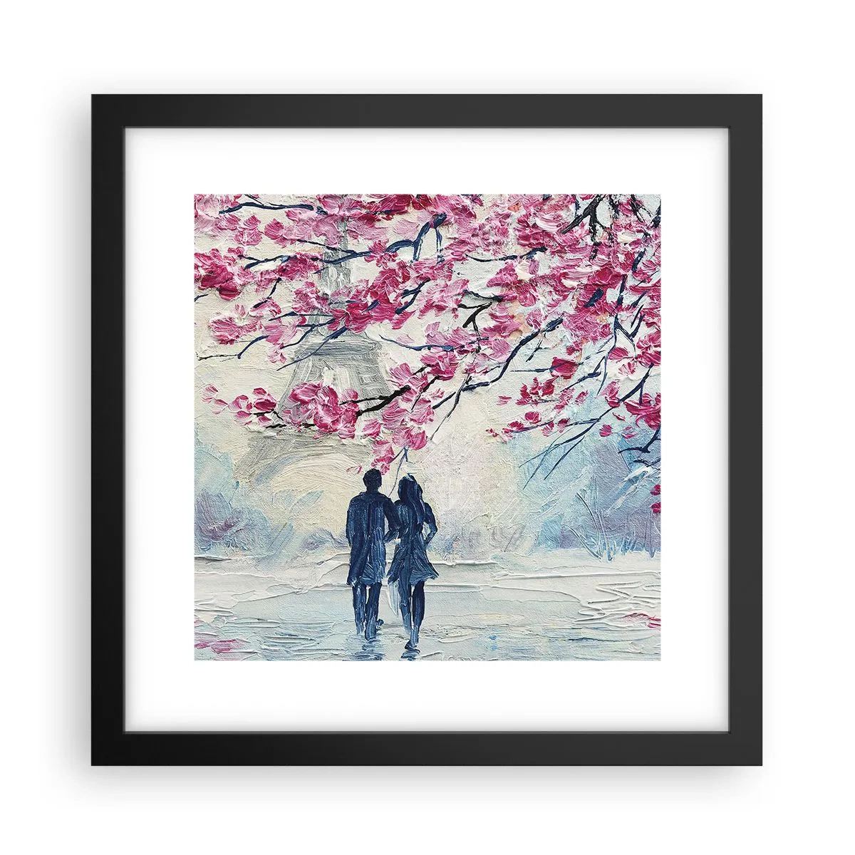 Pôster com moldura preta - Passeio romântico - 30x30 cm