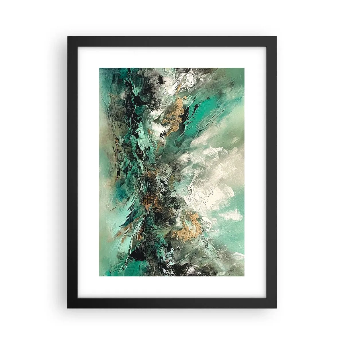 Pôster com moldura preta - Surf esmeralda e preto - 30x40 cm