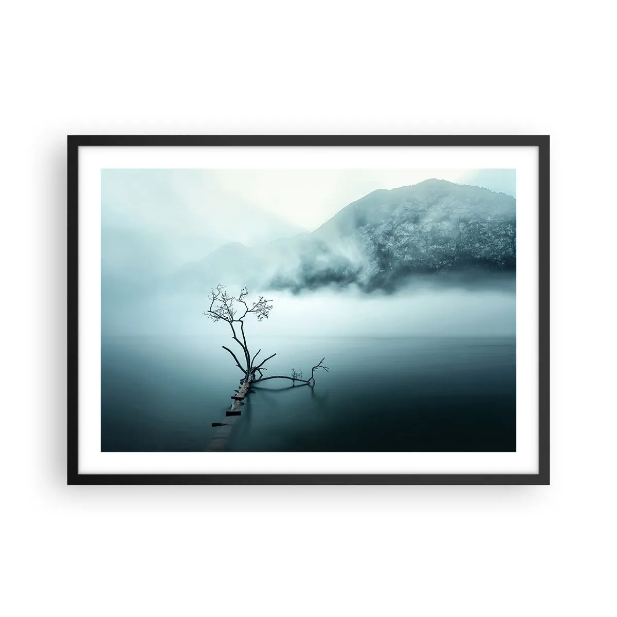 Pôster com moldura preta - Da água e da neblina - 70x50 cm