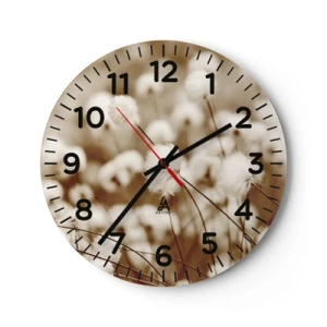 Relógio de parede - Relógio em vidro - Campos felpudos - 40x40 cm