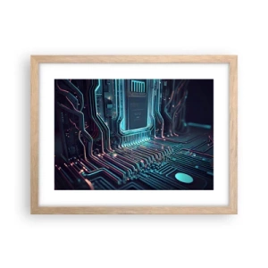 Pôster com moldura de carvalho claro - Só estou a pensar... - 40x30 cm