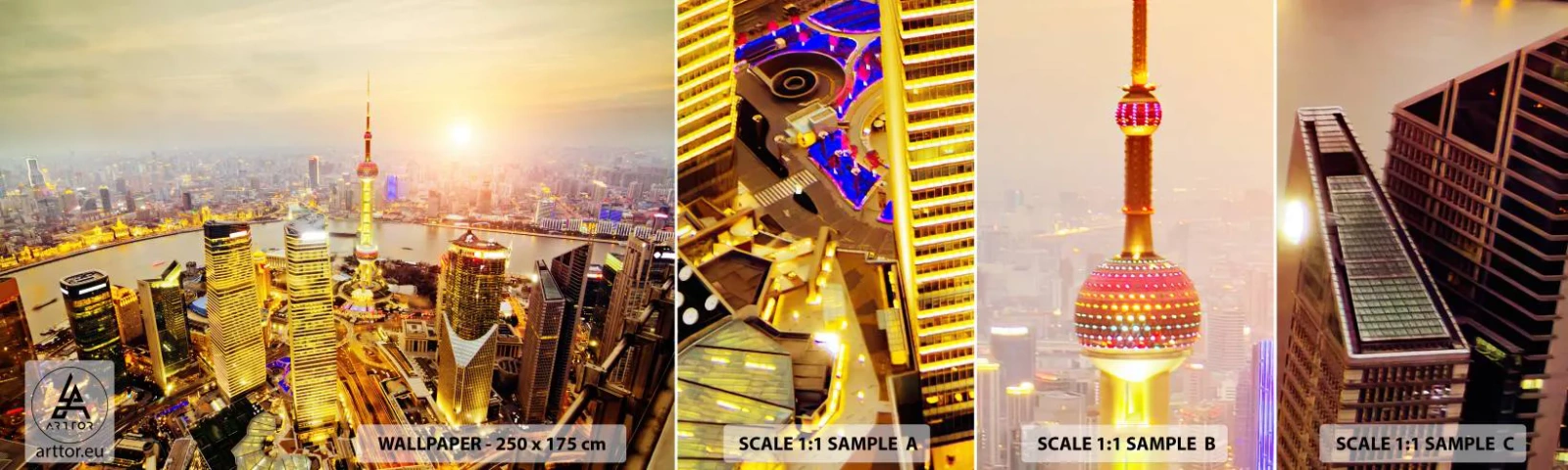 Amostra de Papel de Parede Standard Eco - Sonho asiático - Cidade, Paisagem, Arquitetura - 100x30 cm