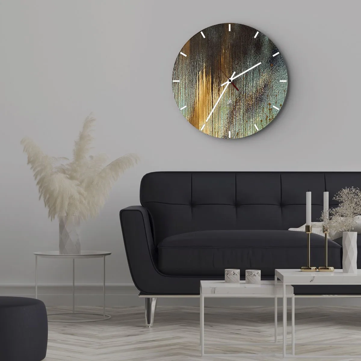 Relógio de parede - Relógio em vidro - Uma composição colorida não acidental - 40x40 cm