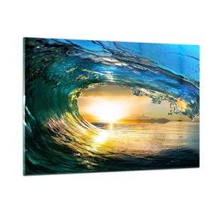 Quadro em vidro - Em cristal esmeralda dourado - 120x80 cm