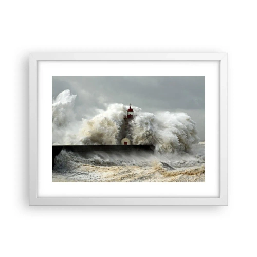 Pôster em moldura branca - A ira do oceano - 40x30 cm