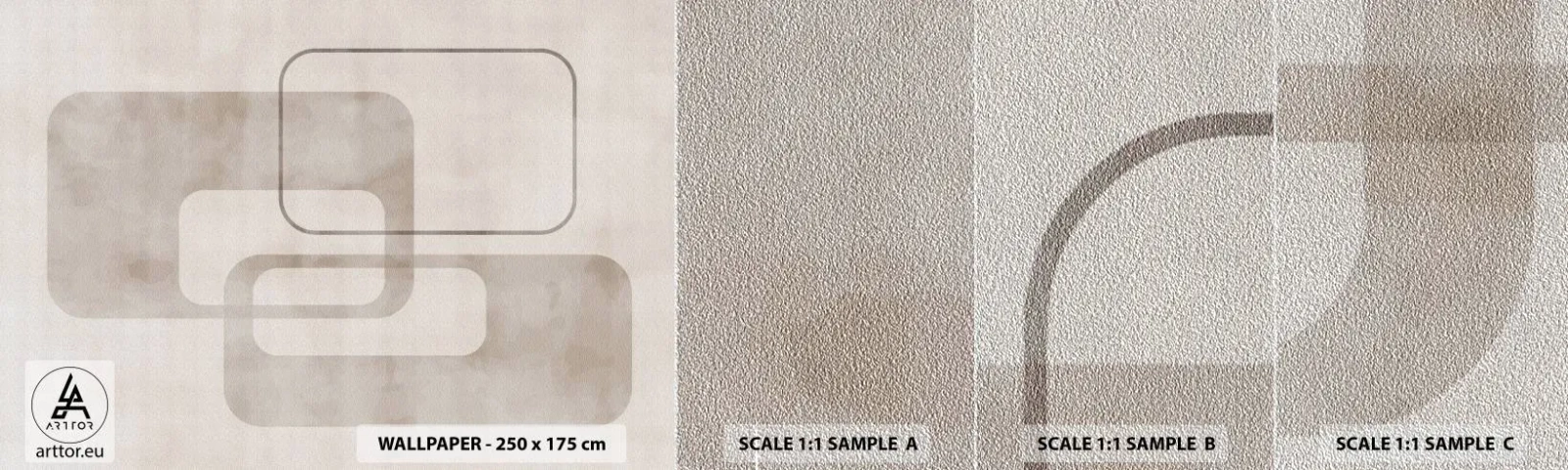 Amostra de papel de parede Premium Sand - Argamassa geométrica - Formas, Minimalismo, Brilhante - 100x30 cm