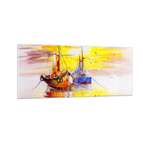 Quadro em vidro - Um merecido descanso no porto - 100x40 cm