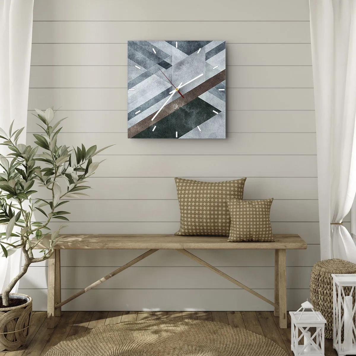 Relógio de parede - Relógio em vidro - Elegância sofisticada da geometria - 30x30 cm