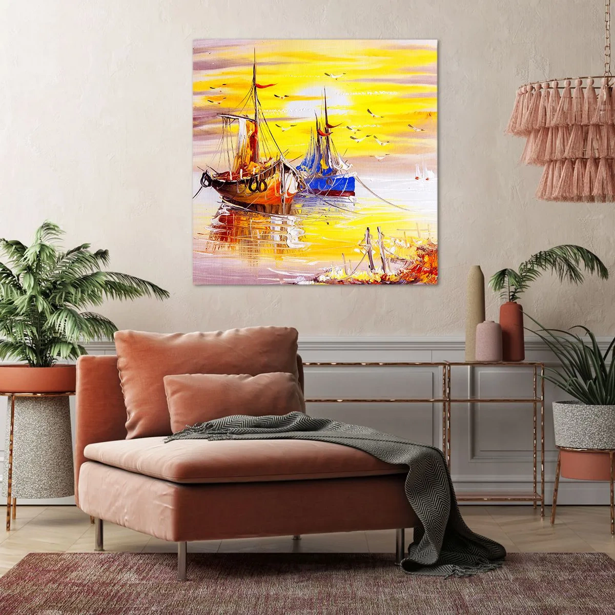 Quadro em tela - Um merecido descanso no porto - 30x30 cm