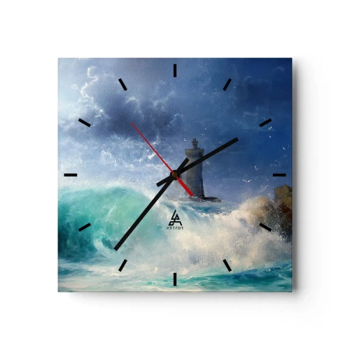 Relógio de parede - Relógio em vidro - Na guarda contra os elementos da natureza - 30x30 cm