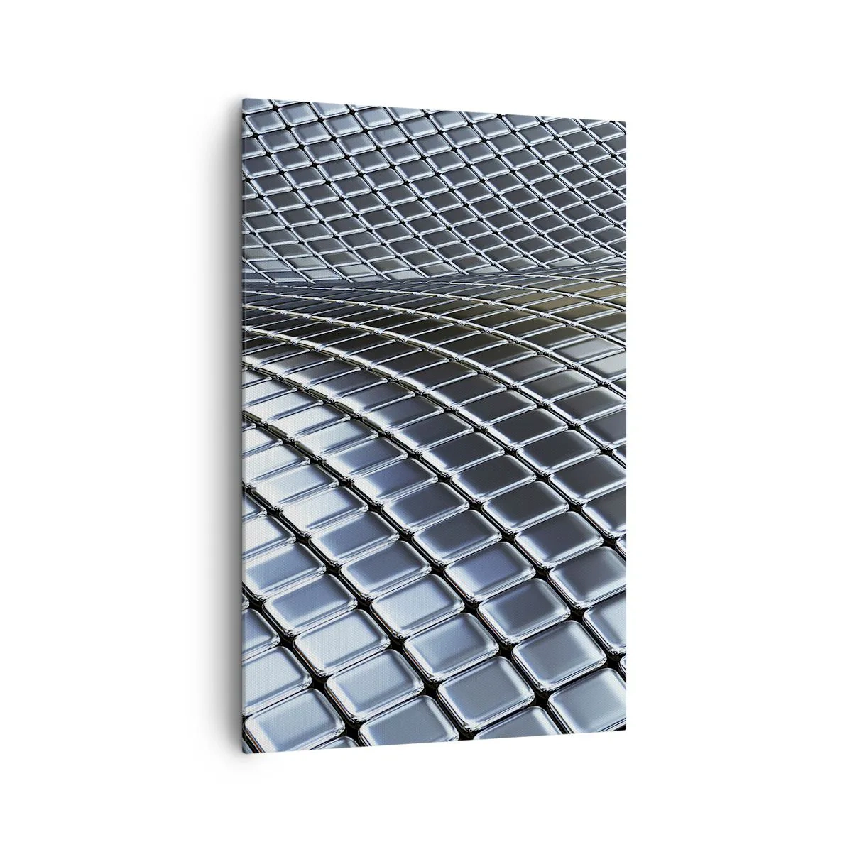 Quadro em tela - Onda de prata metálica - 80x120 cm