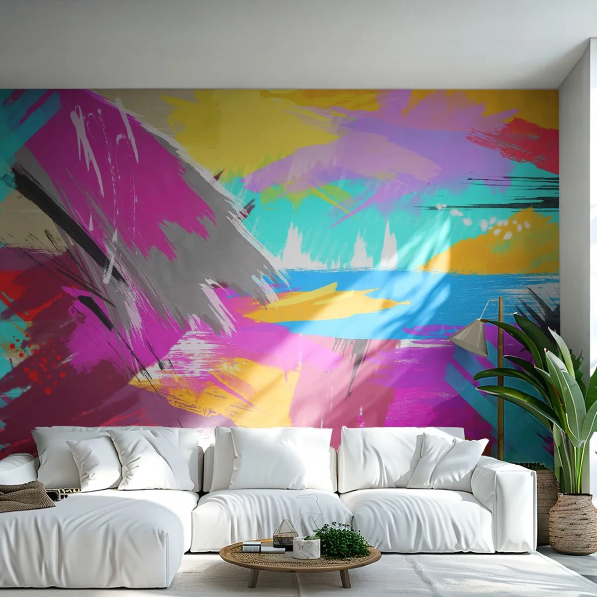 Papel de Parede Autocolante Deluxe Sticker - Pinte, pinte, mais uma vez - Abstração, Pedaço, Padrão Moderno - 150x105 cm