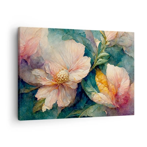 Quadro em tela - Flores delicadas em tons pastéis - 70x50cm - Apenas sutileza - Decoração de parede moderna para a sala de estar e quarto ARTTOR