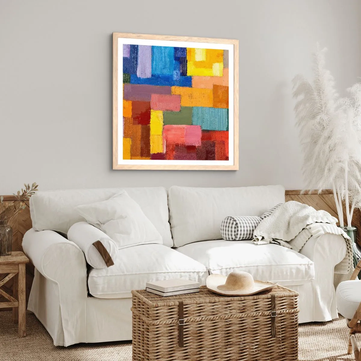 Pôster com moldura de carvalho claro - Cada um diferente, todos coloridos - 50x50 cm