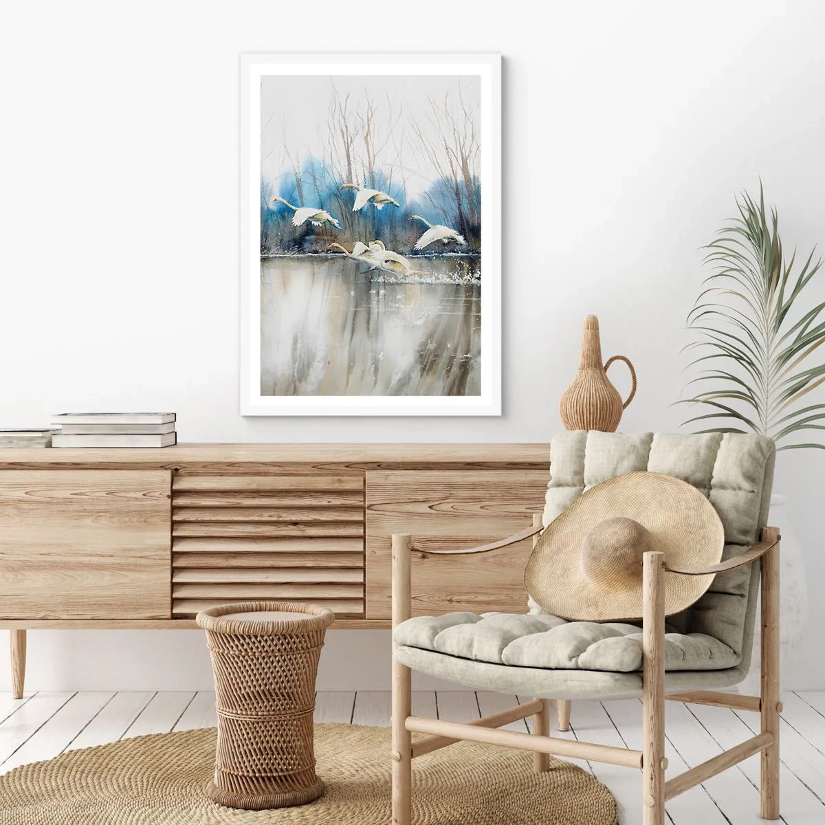 Pôster em moldura branca - Como no conto de fadas sobre cisnes selvagens - 70x100 cm