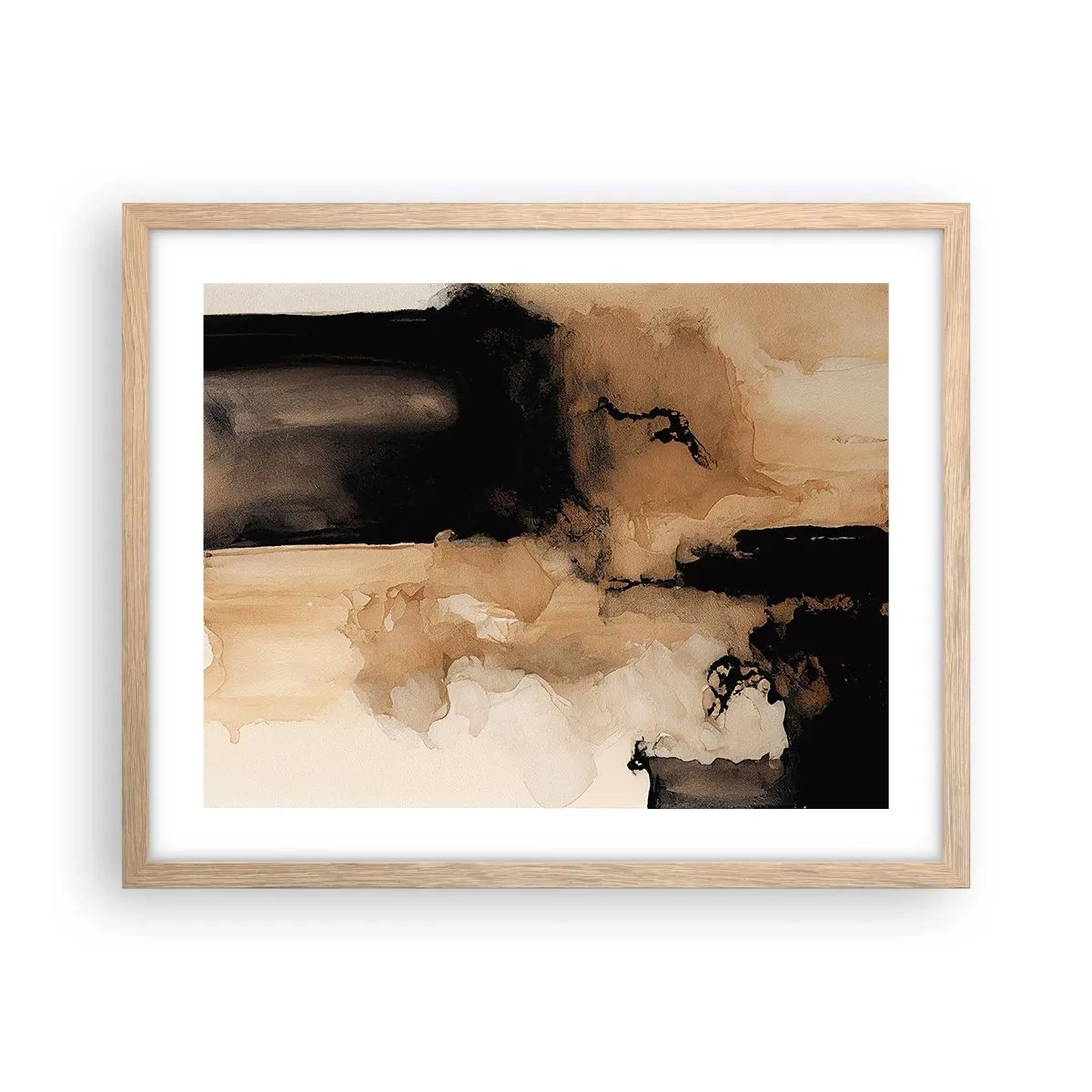 Pôster com moldura de carvalho claro - Abstração intrigante - 50x40 cm