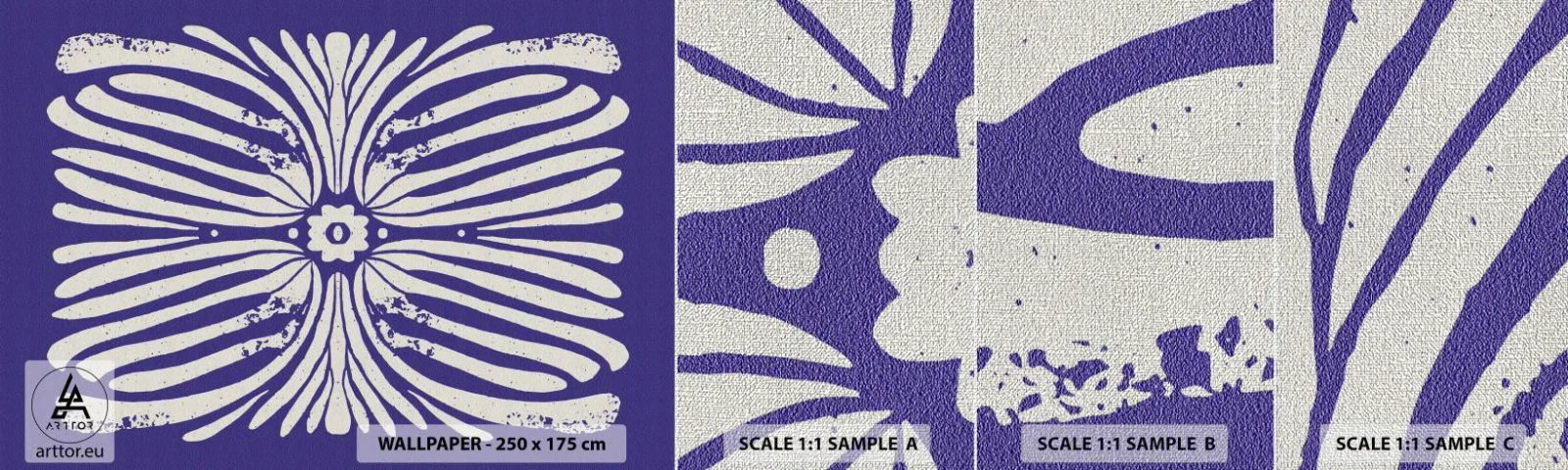 Amostra de papel de parede Premium Canvas - Inspirações étnicas - Boho, Botânico, Pedaço - 100x30 cm