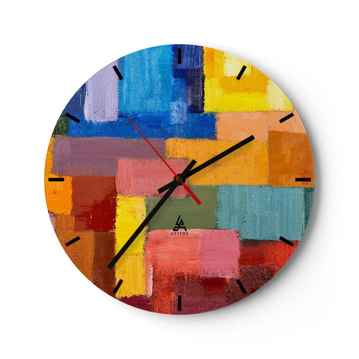 Relógio de parede - Relógio em vidro - Cada um diferente, todos coloridos - 30x30 cm