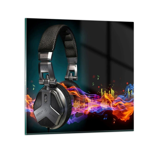 Quadro em vidro - No fogo da música - 30x30 cm