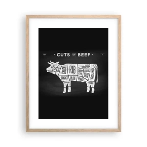 Pôster com moldura de carvalho claro - Cartilha do talhante - 40x50 cm