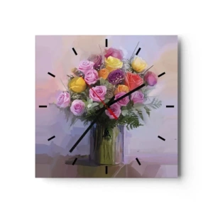 Relógio de parede - Relógio em vidro - Beleza retida - 30x30 cm