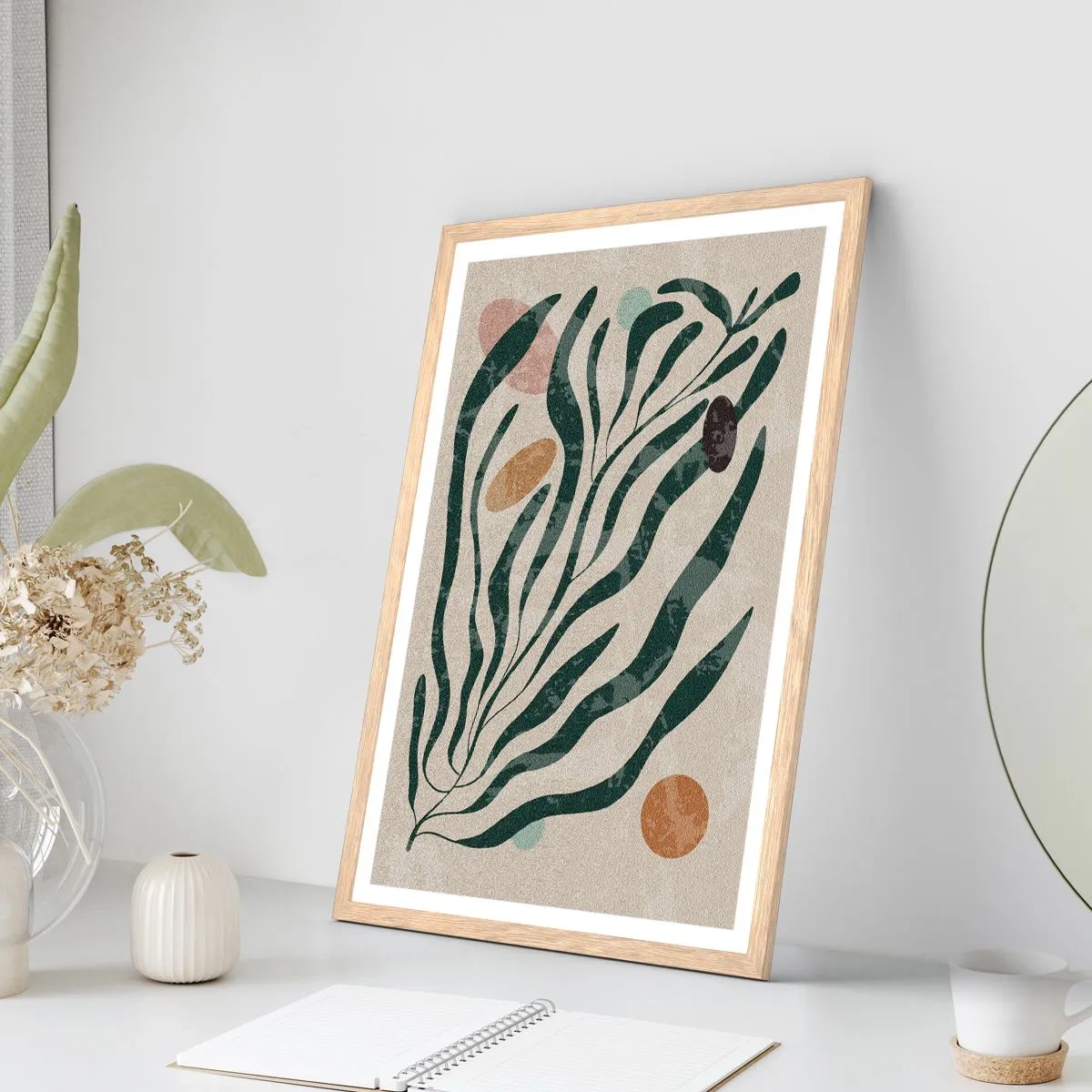 Pôster com moldura de carvalho claro - Entre a vegetação - 50x70 cm