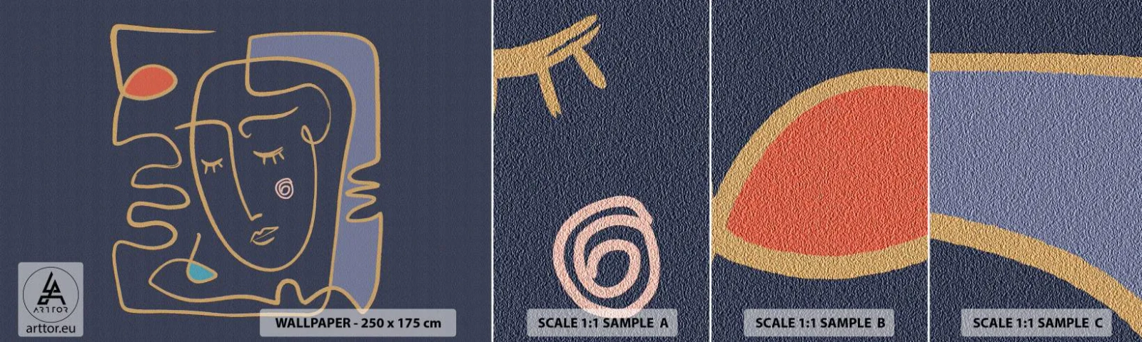 Amostra de Papel de Parede Standard Eco - Nos pensamentos - Retrato, Face, Pedaço - 100x30 cm