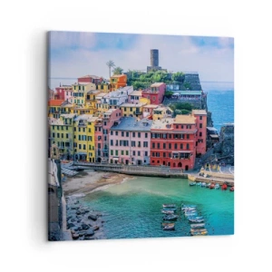 Quadro em tela - Cidade mágica mediterrânea - 50x50 cm
