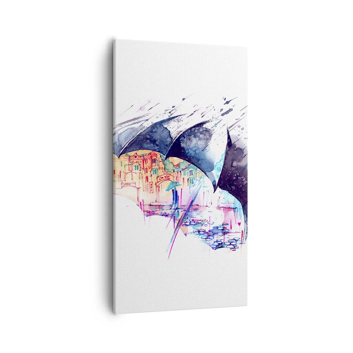 Quadro em tela - Passeio na chuva - 55x100 cm