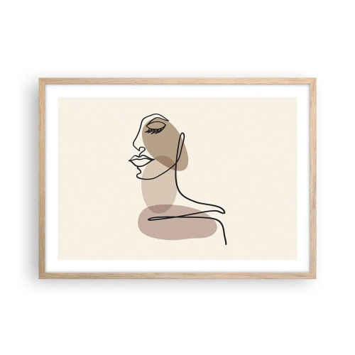 Pôster com moldura de carvalho claro - Uma certa linha de beleza - 70x50 cm