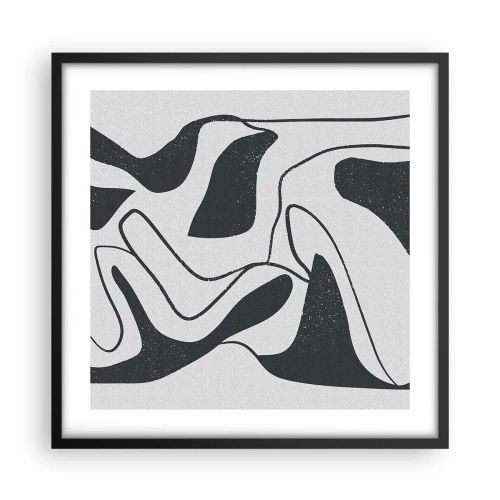 Pôster com moldura preta - Labirinto abstrato divertido - 50x50 cm